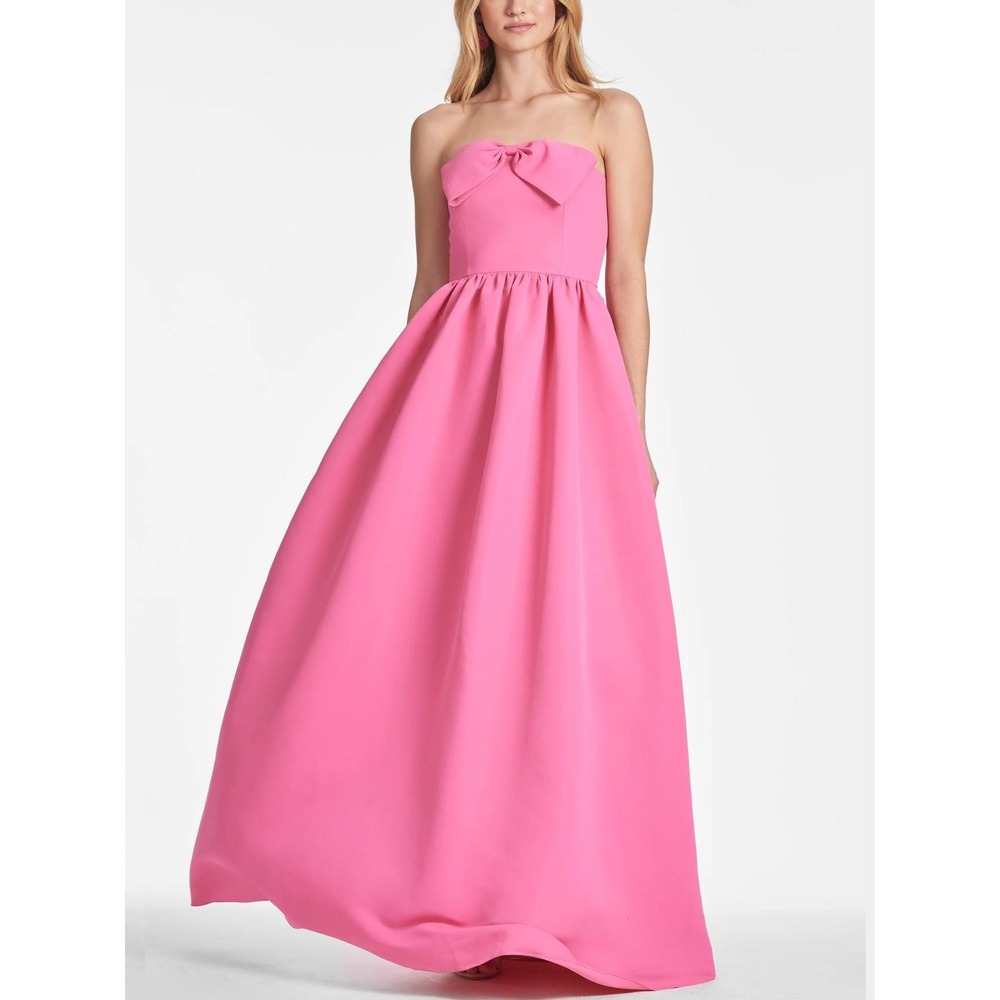Sachin & Babi Isabeau Strapless Bow Front Ballgown Dress 6 NEW Shocking Pink - Picture 2 of 16